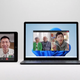 A screenshot from the Microsoft event showing how Microsoft Teams video chat is available on both mobile and desktop devices.